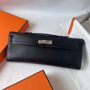KELLY CUT SWIFT CK89 BLACK SILVER HARDWARE PHW 31CM FULL HANDMADE