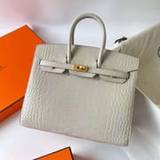 BIRKIN SELLIER MATTE ALLIGATOR CROCODILE 8L CREAMY WHITE GOLD HARDWARE GHW 25CM FULL HANDMADE