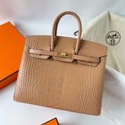 BIRKIN SELLIER MATTE ALLIGATOR CROCODILE 0M KHAKI GOLD HARDWARE GHW 25CM FULL HANDMADE