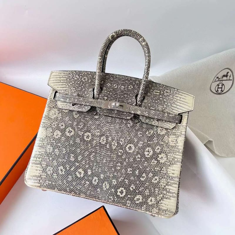 BIRKIN LIZARD PRIMARY COLOR SILVER HARDWARE PHW 25CM FULL HANDMADE