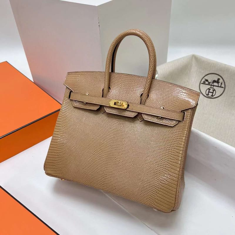 BIRKIN LIZARD APRICOT GOLD HARDWARE GHW 25CM FULL HANDMADE