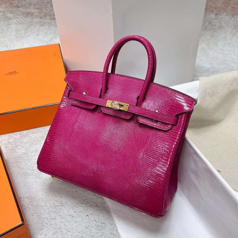 BIRKIN LIZARD LEATHER L3 ROSE PURPLE GOLD HARDWARE GHW 25CM FULL HANDMADE