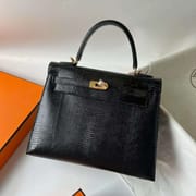 KELLY LIZARD CK89 BLACK GOLD HARDWARE 25CM FULL HANDMADE GHW