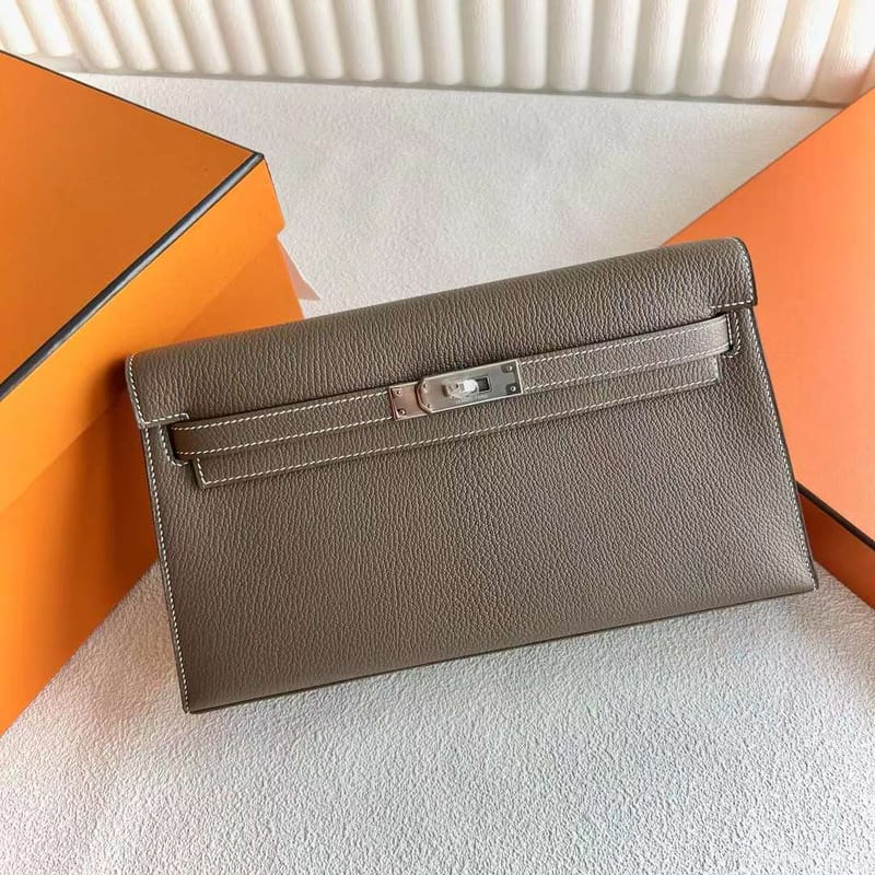 Kelly Elan Chevre Ck18 Etoupe Grey Silver Hardware 27cm Full Handmade Phw