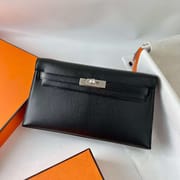 KELLY ELAN CHEVRE CK89 BLACK SILVER HARDWARE 27CM FULL HANDMADE PHW