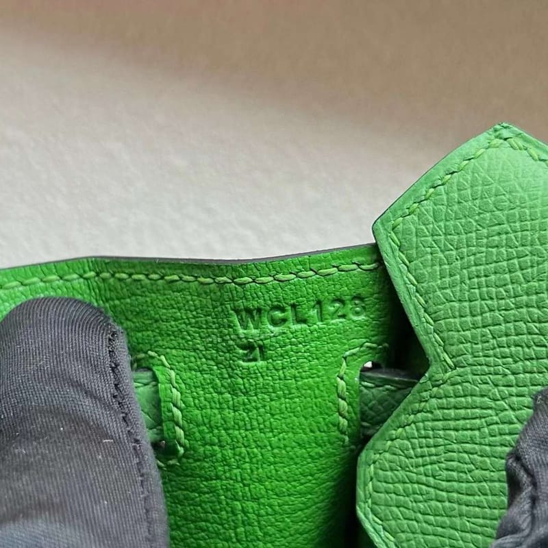 BIRKIN EPSOM A8 FRESH GREEN SILVER HARDWARE 20CM FULL HANDMADE PHW