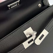 KELLY ELAN CHEVRE CK89 BLACK SILVER HARDWARE 27CM FULL HANDMADE PHW