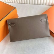 KELLY ELAN CHEVRE CK18 ETOUPE GREY SILVER HARDWARE 27CM FULL HANDMADE PHW