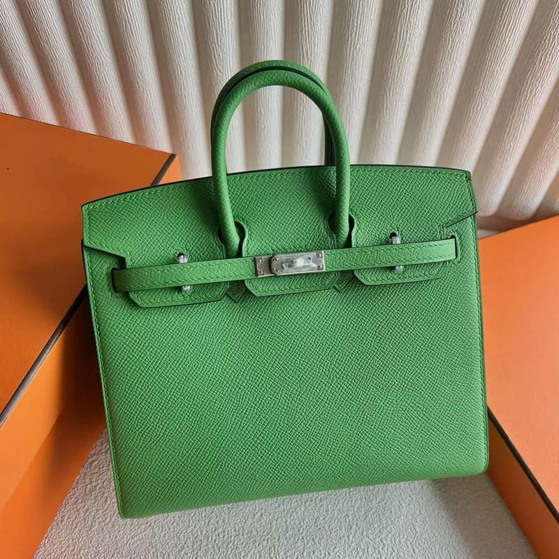 BIRKIN EPSOM A8 FRESH GREEN SILVER HARDWARE 20CM FULL HANDMADE PHW