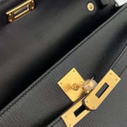 KELLY ELAN CHEVRE CK89 BLACK GOLD HARDWARE 27CM FULL HANDMADE GHW