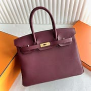 BIRKIN TOGO CK55 BROWNISH RED GOLD HARDWARE 30CM FULL HANDMADE GHW