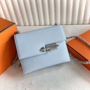 VERROU CHEVRE T0 MISTY BLUE SILVER HARDWARE 17.5CM FULL HANDMADE PHW