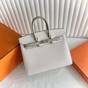 BIRKIN SELLIER EPSOM CK10 CREAM WHITE & S2 LIGHT KHAKI ROSE GOLD HARDWARE 25CM FULL HANDMADE RGHW