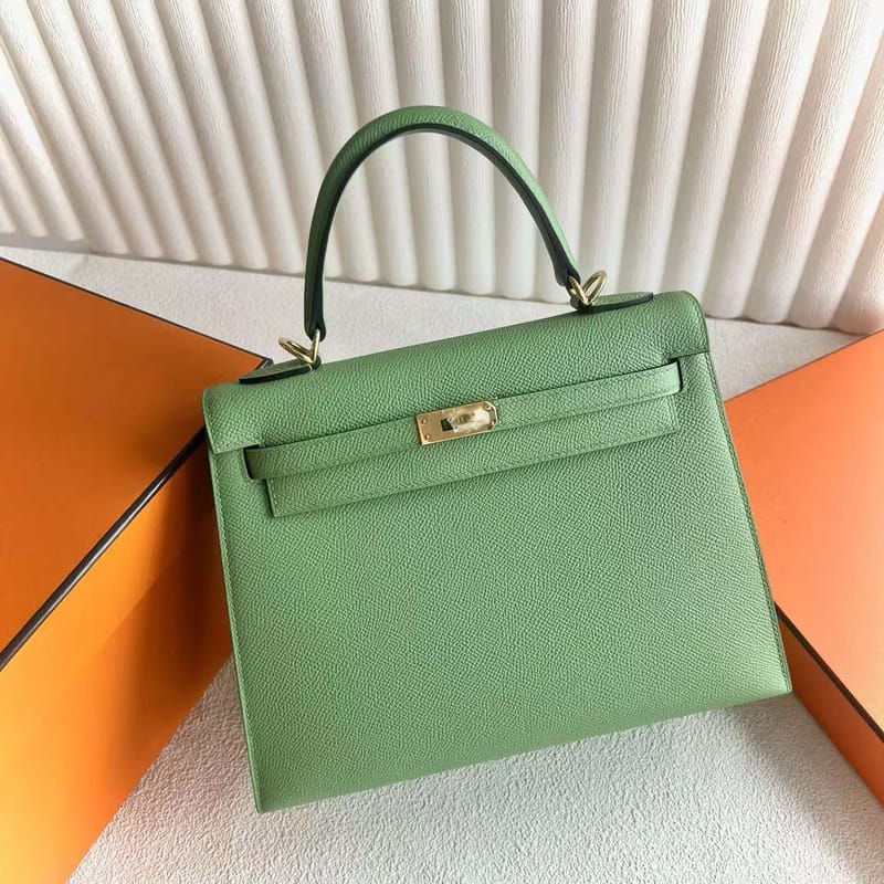 KELLY EPSOM 3I AVOCADO GREEN GOLD HARDWARE 25CM FULL HANDMADE GHW