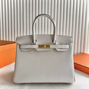 BIRKIN TOGO 8L ICE WHITE GOLD HARDWARE 30CM FULL HANDMADE GHW