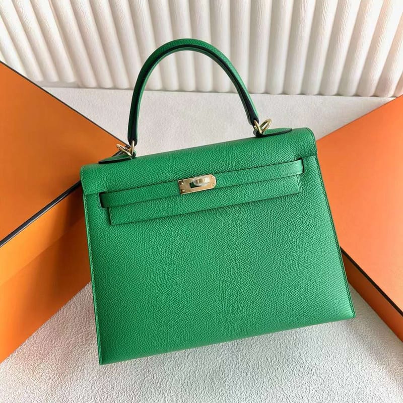 KELLY EPSOM 1L CACTUS GREEN GOLD HARDWARE 25CM FULL HANDMADE GHW