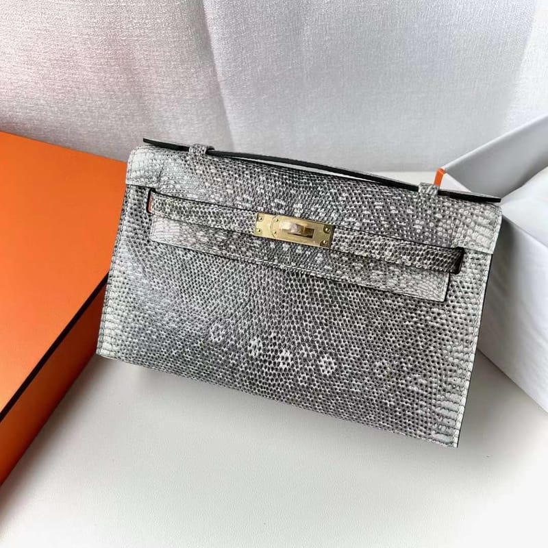 MINI KELLY POCHETTE LIZARD 1B PRIMARY COLOUR SILVER HARDWARE 22CM FULL HANDMADE PHW