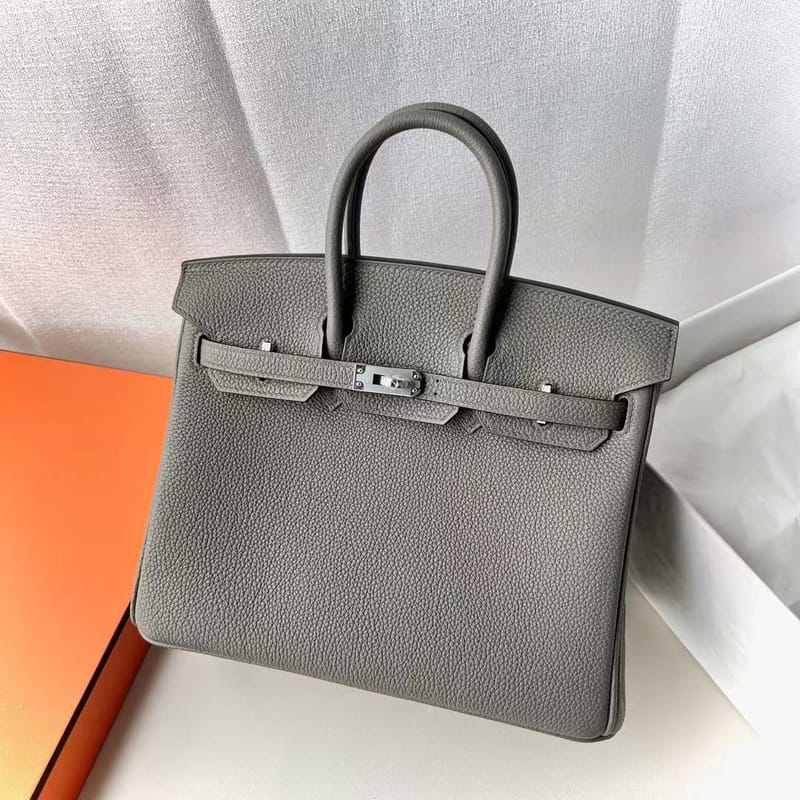 BIRKIN TOGO 0L MEDIUM GREY SILVER HARDWARE 25CM FULL HANDMADE PHW
