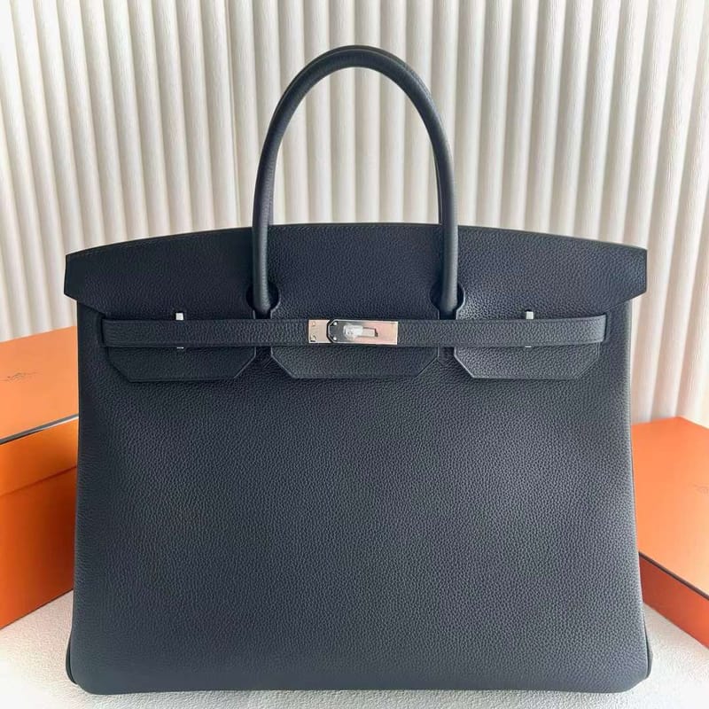 BIRKIN TOGO CK89 BLACK SILVER HARDWARE 40CM FULL HANDMADE PHW