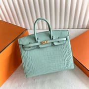 BIRKIN SELLIER MATTE ALLIGATOR 6U MINT GREEN GOLD HARDWARE 20CM FULL HANDMADE GHW