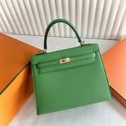 KELLY EPSOM A8 GRASS GREEN GOLD HARDWARE 25CM FULL HANDMADE GHW
