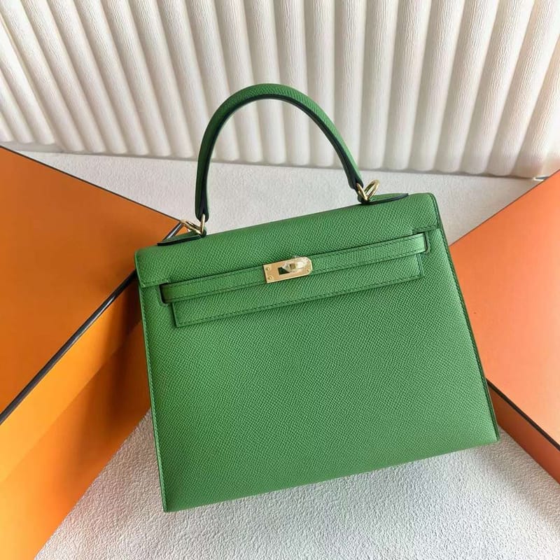 KELLY EPSOM A8 GRASS GREEN GOLD HARDWARE 25CM FULL HANDMADE GHW