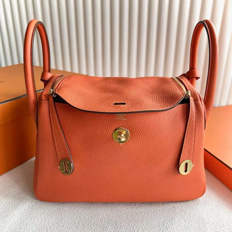 Lindy 30cm Clemence 9j Orange Gold Hardware Full Handmade Ghw