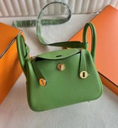 MINI LINDY 19CM 3I VERT CRIQUET CLEMENCE GOLD HARDWARE FULL HANDMADE GHW