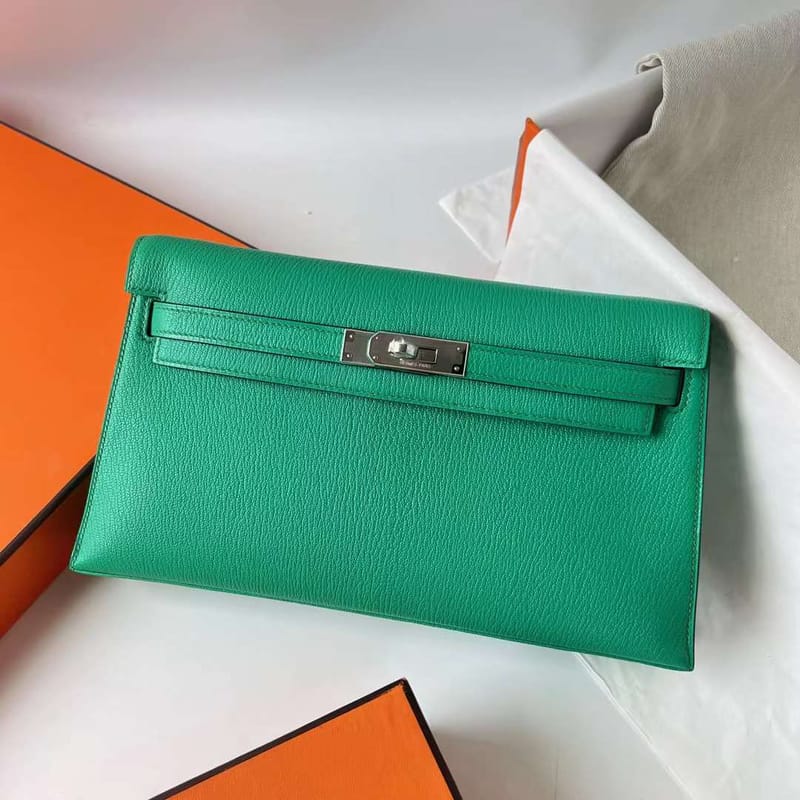 Kelly Elan Chevre 6w Mint Green Silver Hardware Phw 27cm Full Handmade