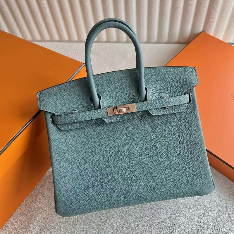 BIRKIN 25CM 7G CIEL TOGO ROSE GOLD HARDWARE FULL HANDMADE RGHW