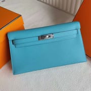 KELLY ELAN 27CM P3 CANDY BLUE EPSOM SILVER HARDWARE FULL HANDMADE PHW