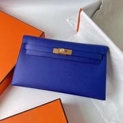 KELLY ELAN EPSOM 7T BRIGHT BLUE GOLD HARDWARE GHW 27CM FULL HANDMADE