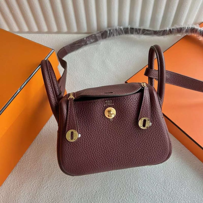 Mini Lindy 20cm Clemence 55 Rouge H Gold Hardware  Full Handmade Ghw