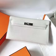 KELLY ELAN EPSOM 01 PURE WHITE SILVER HARDWARE PHW 27CM FULL HANDMADE