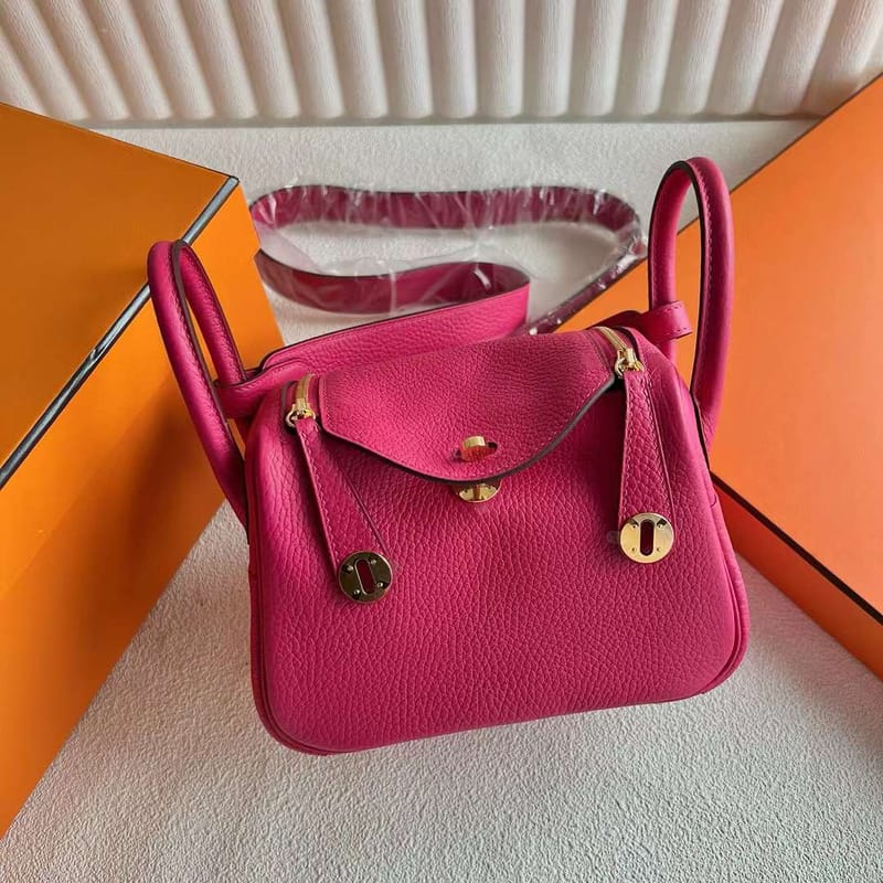 Mini Lindy 20cm Clemence 0d Deep Rose Pink Gold Hardware Full Handmade Ghw