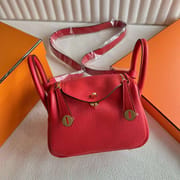 MINI LINDY CLEMENCE S3 BRIGHT RED GOLD HARDWARE 19CM FULL HANDMADE GHW