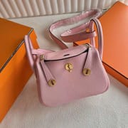 MINI LINDY CLEMENCE 3Q NEW PINK GOLD HARDWARE 19CM FULL HANDMADE GHW
