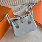MINI LINDY CLEMENCE T0 LIGHT BLUE GOLD HARDWARE 19CM FULL HANDMADE GHW