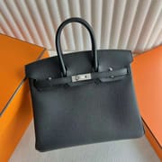 BIRKIN TOGO CK89 BLACK & CK75 DENIM BLUE SILVER HARDWARE 25CM FULL HANDMADE PHW