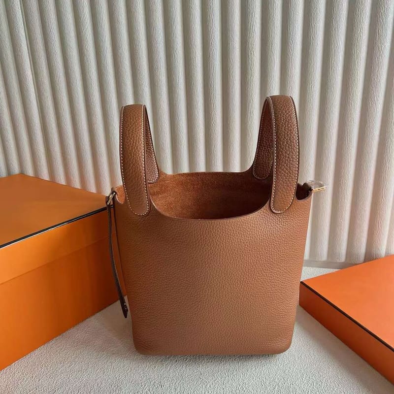 PICOTIN CLEMENCE CK37 GOLDEN BROWN GOLD HARDWARE GHW 18CM FULL HANDMADE