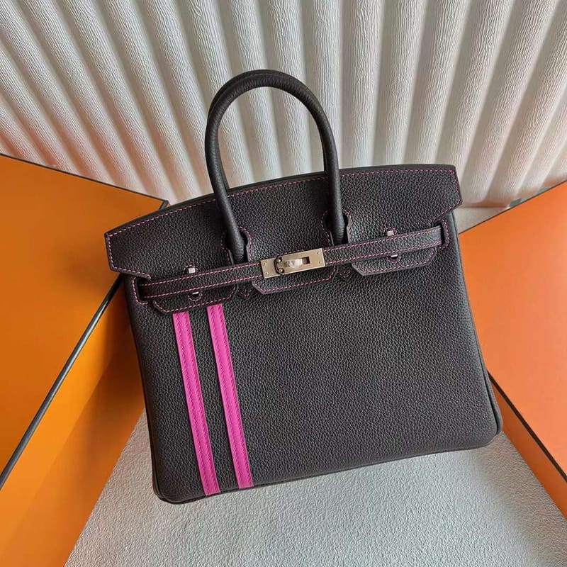 BIRKIN TOGO & SWIFT CK47 CHOCOLATE & ROSE PINK ROSE GOLD HARDWARE 35CM FULL HANDMADE RGHW