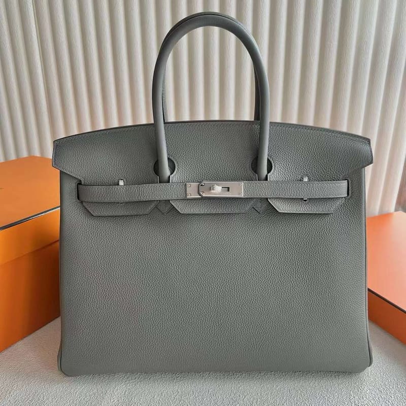 BIRKIN TOGO 0L GREY SILVER HARDWARE 35CM FULL HANDMADE PHW