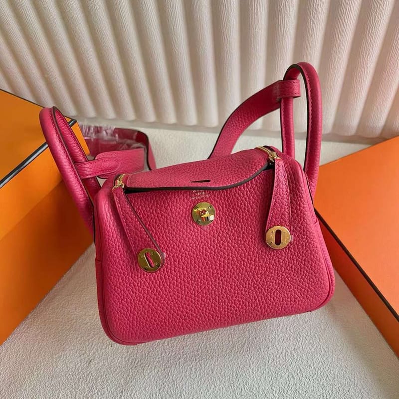 Mini Lindy 20cm Clemence I6 Deep Rose Pink Gold Hardware Full Handmade Ghw