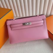MINI KELLY POCHETTE SWIFT 5P SAKURA PINK SILVER HARDWARE 22CM FULL HANDMADE PHW