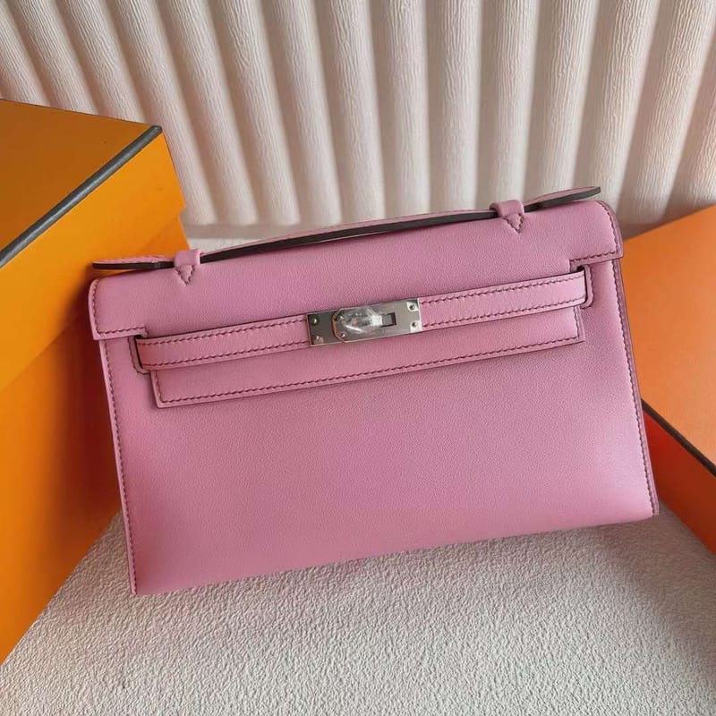 MINI KELLY POCHETTE SWIFT 5P SAKURA PINK SILVER HARDWARE 22CM FULL HANDMADE PHW