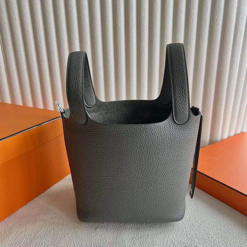 PICOTIN CLEMENCE 0L GREY SILVER HARDWARE 18CM FULL HANDMADE PHW