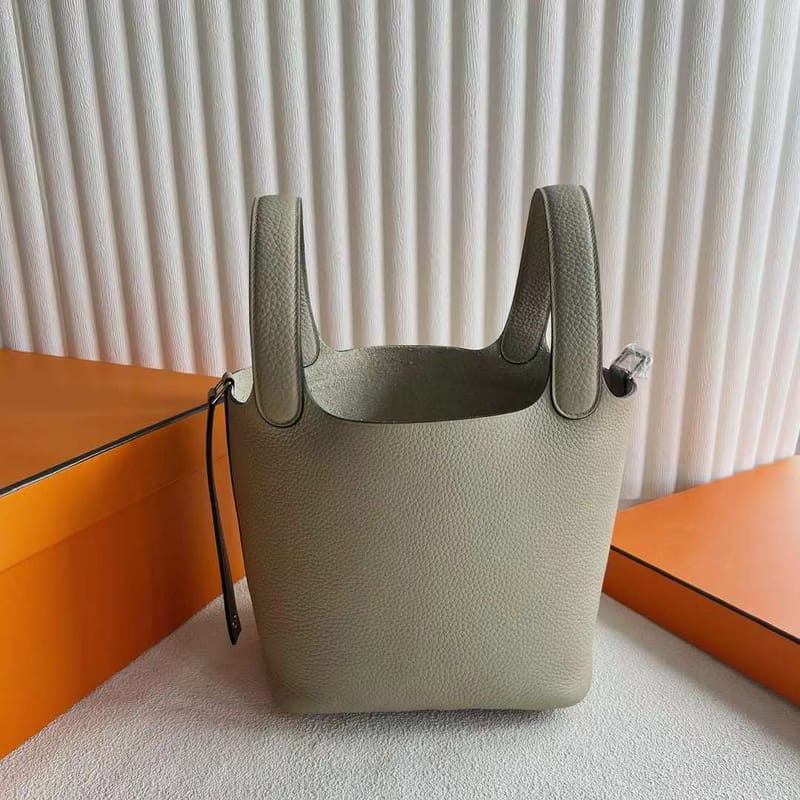 Picotin 18cm Clemence Tc Q1 Sage Green Silver Hardware Full Handmade Phw