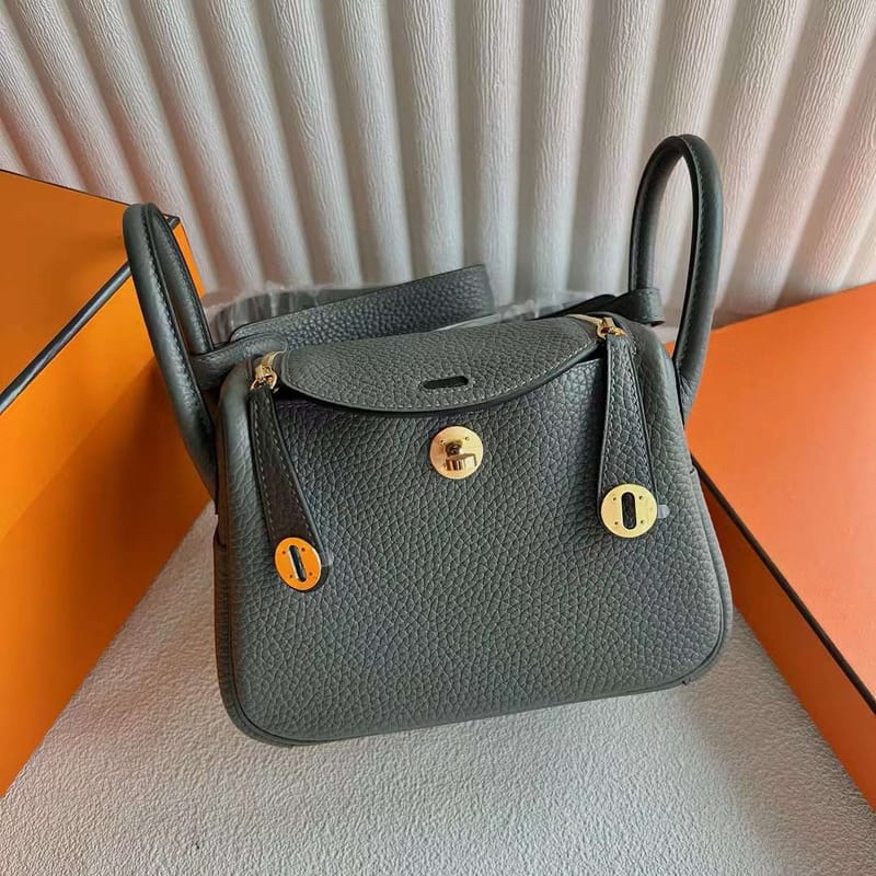 MINI LINDY CLEMENCE 0L MEDIUM GREY GOLD HARDWARE 19CM FULL HANDMADE GHW