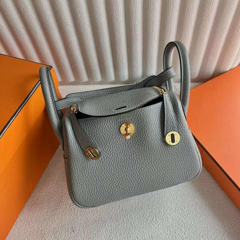 MINI LINDY CLEMENCE 8U LIGHT GREY GOLD HARDWARE 19CM FULL HANDMADE GHW