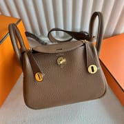 MINI LINDY CLEMENCE 3G CHESTNUT BROWN GOLD HARDWARE 19CM FULL HANDMADE GHW
